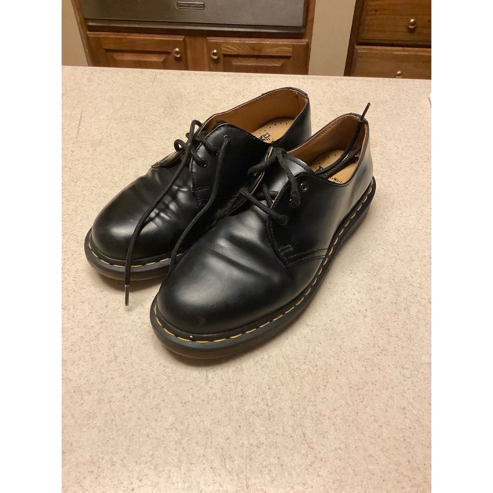 Dr. Martens 1461 Quad Smooth Black Leather Platform Oxford Shoes Mens 7 Unisex